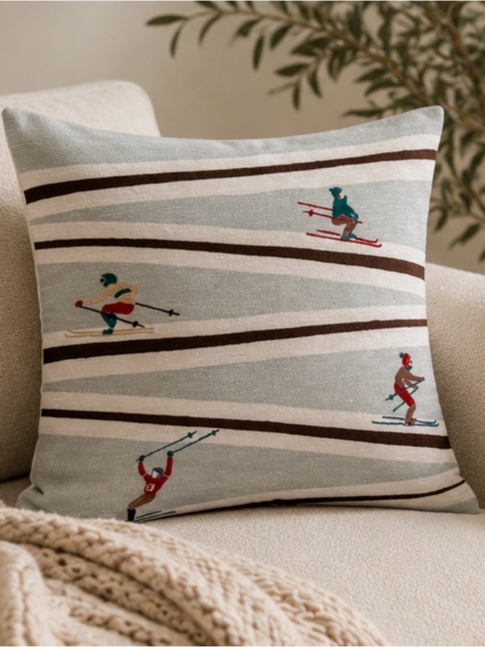 West Elm Skiers Pillow Cover 20x20